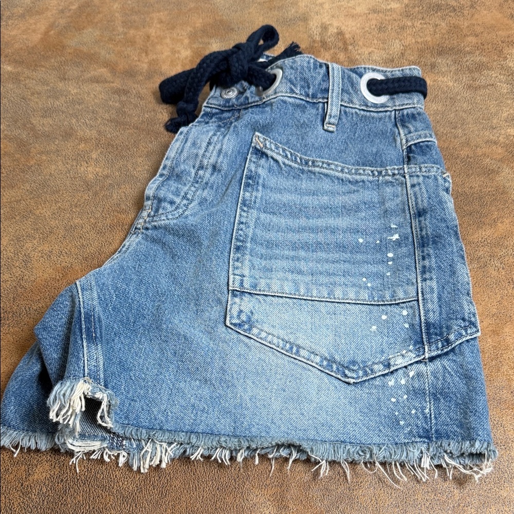 We The Free Moxie Barrel Blue Denim Jean Shorts